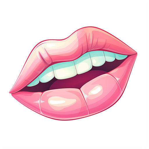 Cartoon mouth in the style of Pastel Colors Art, on a white background