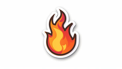 Burning fire icon isolated on white for computer screen