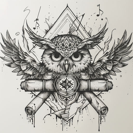 Flat tattoo sketch of a sigil for wisdom