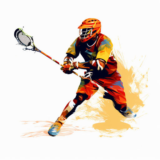 Lacrosse artwork in the Chiaroscuro Art style, on white backdrop