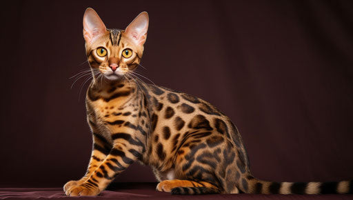 Bengal cat, energetic and bold, dark beige and maroon 37:21