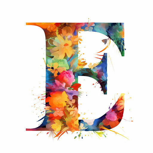 Letter e clipart in the style of Impressionistic Art