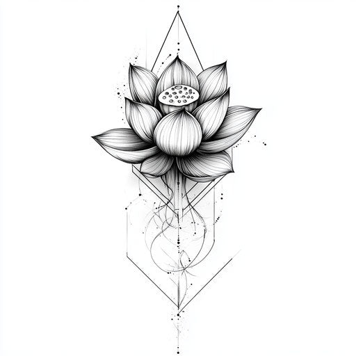 Geometric lotus flower upper arm tattoo sketch