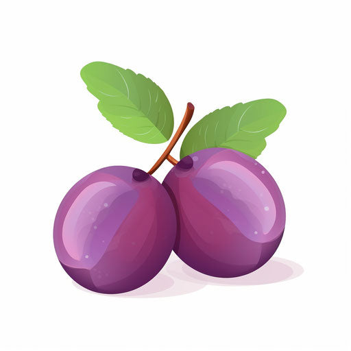 Minimalist style plum clipart on white background