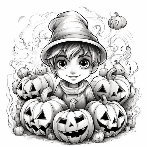 Charming Pumpkins - Halloween Coloring Page for Kids