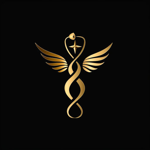 Elegant doctor logo with a medical emblem in gold on black