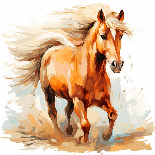 Impressionistic Art style of pony clipart on white background