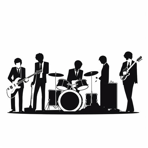 Minimalist-style band artwork on white background