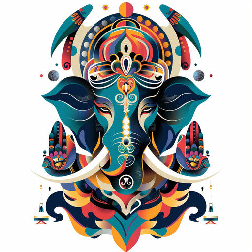 Bold and colorful tattoo sketch of Ganesha