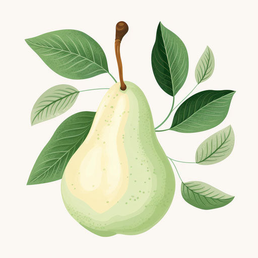 Pear illustration in the style of Pastel Colors Art, on white background