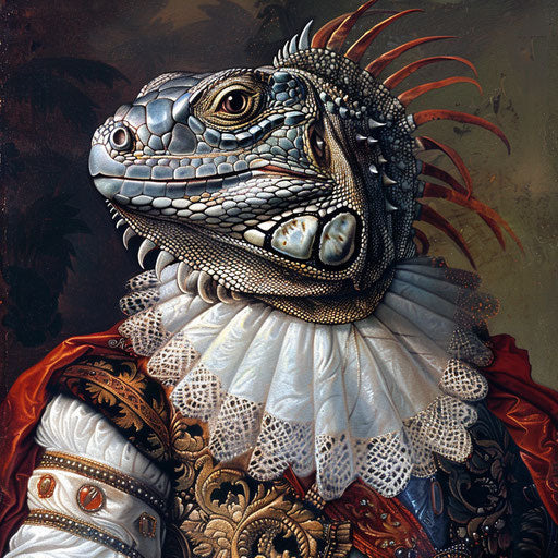A Renaissance painting of an iguana as a noble