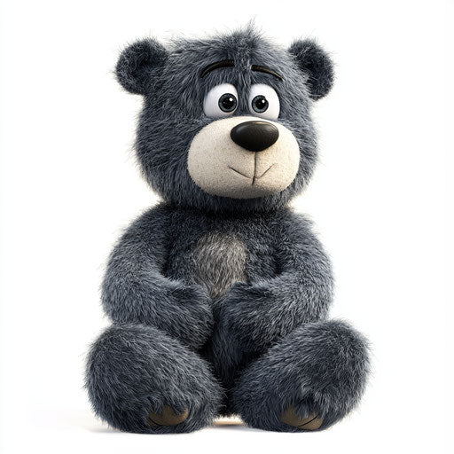 3D Plush Bear with white background, realistic style