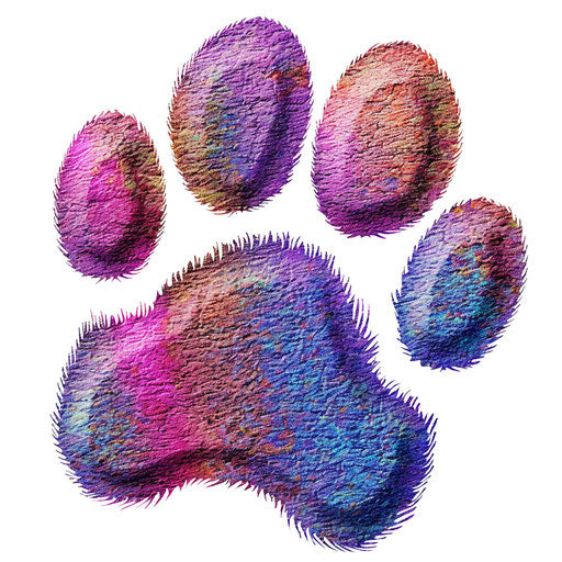 Realistic dog paw print clip art on flat white background