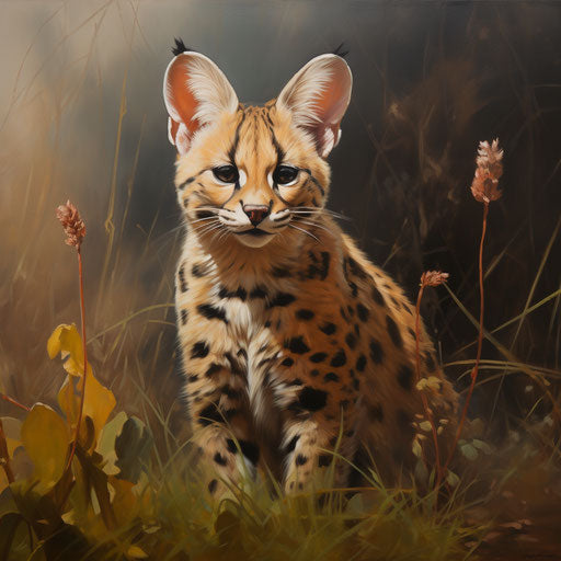 Oil painting of a serval cat