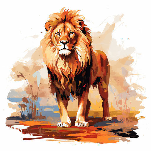 Lion cartoon in the style of Impressionistic Art