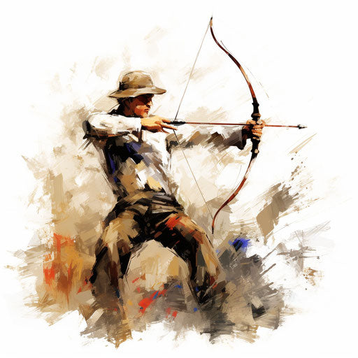 Archery clipart in the style of Impressionistic Art, on a white background
