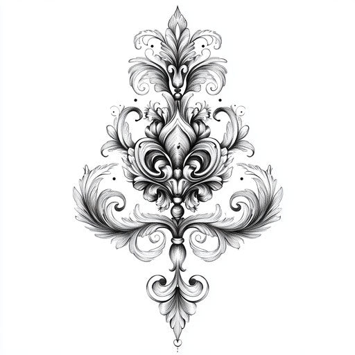 Victorian constantine flat tattoo with vintage flourishes