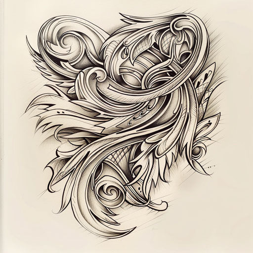 Stylish moko design sketch with flowing lines and subtle gradients