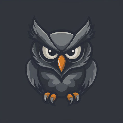Stylish mascot logo with an elegant owl and a dark grey backdrop