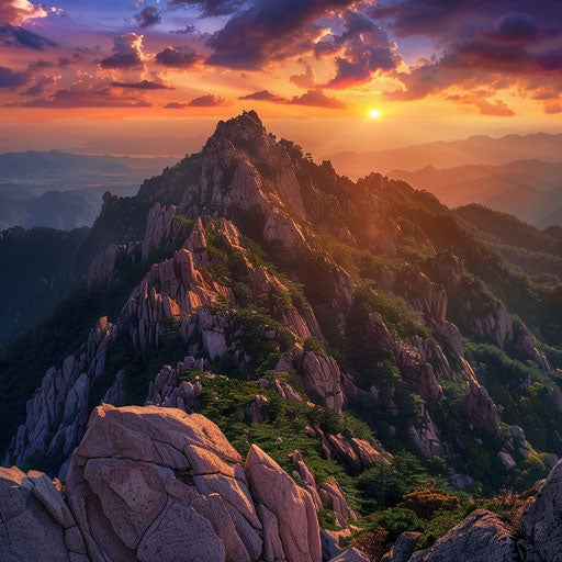 Mount Tai at Colorful Sunset, Sean Bagshaw Style