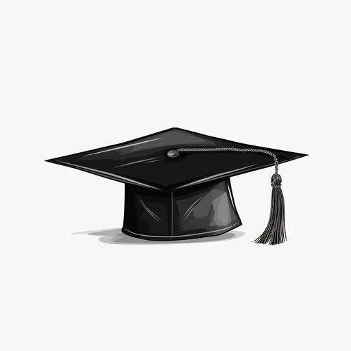 Grad cap in Minimalist style, on white background