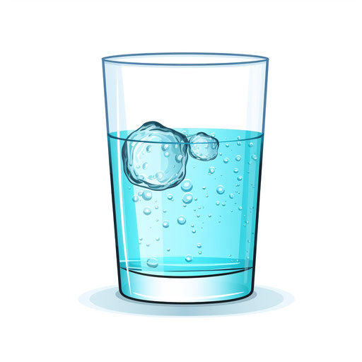Minimalist style clipart of glass of water, on white background