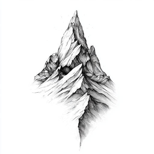 Tattoo sketch for forearm with angular mountains