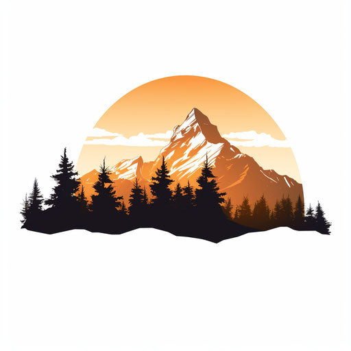 Mountain silhouette in Minimalist style on a white background