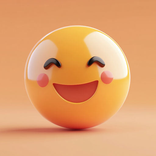 3D smiley on flat white background, isolated clipart