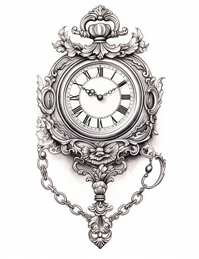 Pocket watch tattoo free vector graphic art, roz chast style