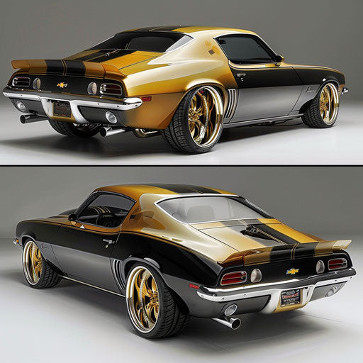 Classic Chevrolet Camaro with two-tone paint and chrome details