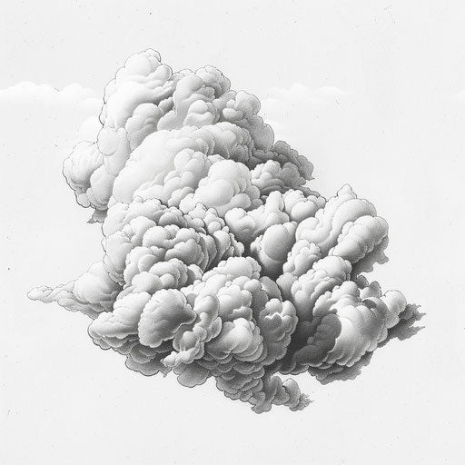 Realistic cumulus cloud tattoo design, detailed and shaded