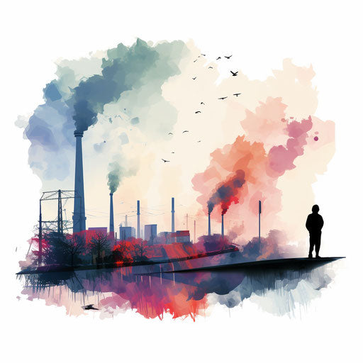 Impressionistic Art of air pollution on white background