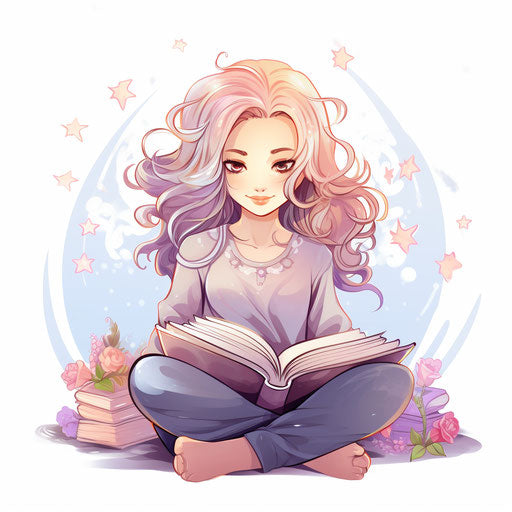 Illustration of reading in Pastel Colors Art style on white background