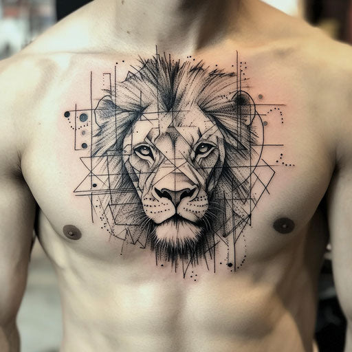 Exquisite Lion Chest Tattoo Tattoo Outlines
