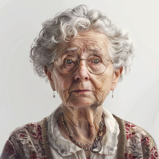 Grandma clipart in photo realistic style on flat white background