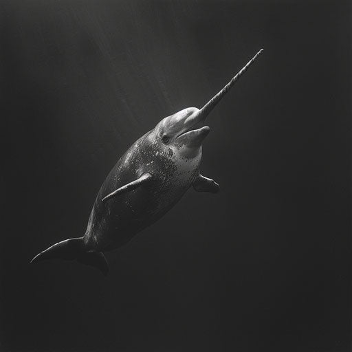 Majestic black and white portrait of a narwhal
