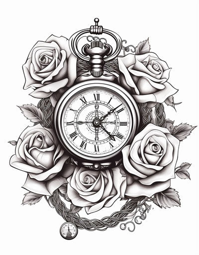 Vintage pocket watch with roses design