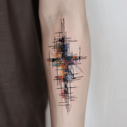 Resilience Symbol: Strength Cross Digital Glitch Art