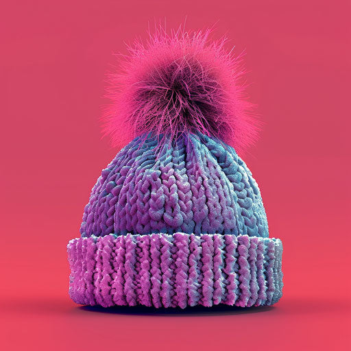 Winter hat clipart on bright magenta background - saturation
