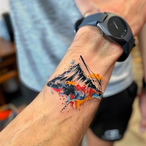 Wrist tattoos for men with abstract mountain design