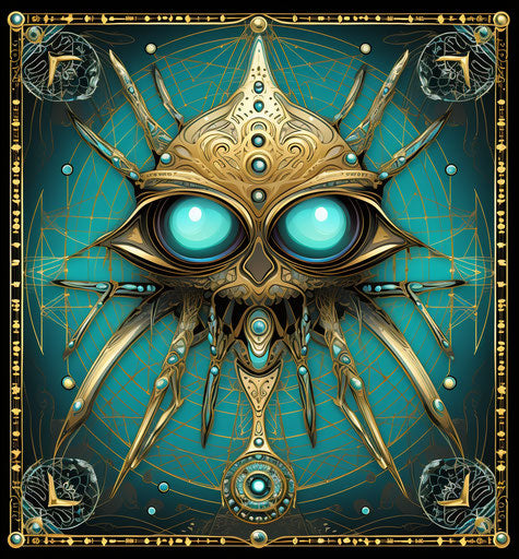 Colorful spider web with eye isolated vector