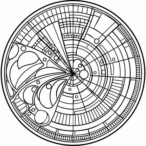 A fun coloring page of pie charts and bar graphs
