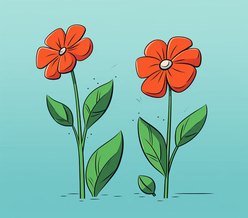 Easy-to-draw flowers for beginners, red and green style, simplistic