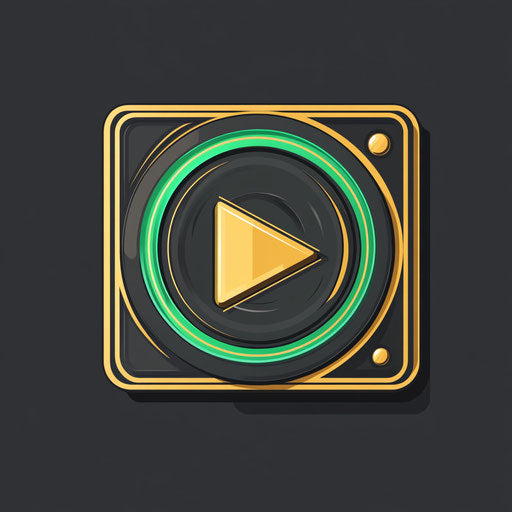 Professional DJ logo with stylized play button design