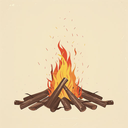 Bonfire clipart on flat cream background