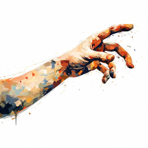 Impressionistic art of an arm on white background