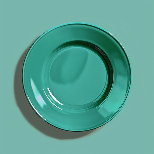 Realistic plate clipart on flat teal background