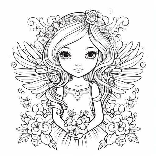 Coloring pages for little angels and fairies