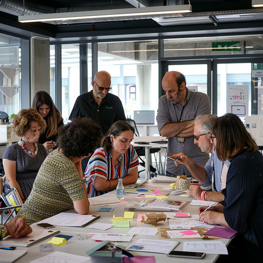 Productive workshop with professionals engaged in hands-on activities in a collaborative and innovative space